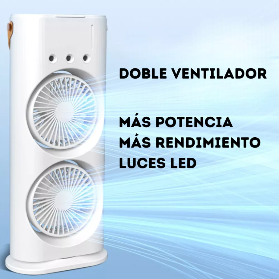 VENTILADOR DOBLE HUMIFICADOR RECARGABLE