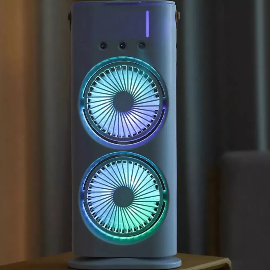 VENTILADOR DOBLE HUMIFICADOR RECARGABLE