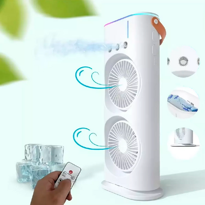 VENTILADOR DOBLE HUMIFICADOR RECARGABLE