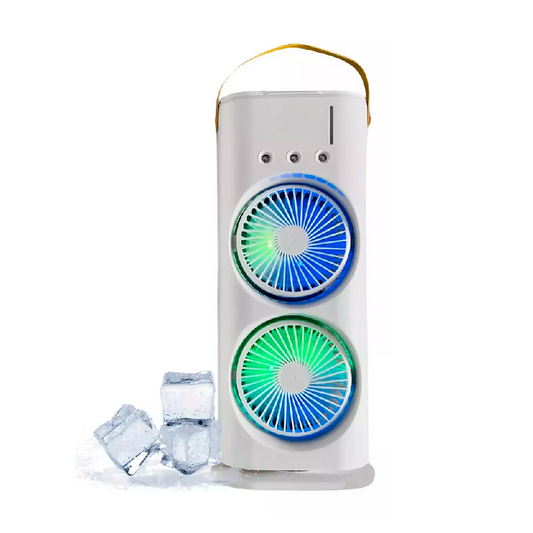 VENTILADOR DOBLE HUMIFICADOR RECARGABLE